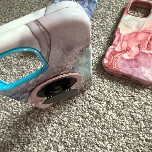 iPhone 16 pro max Marble and Geometric Phone Case Set - Pink, Blue, Gold - Picture 11 of 14